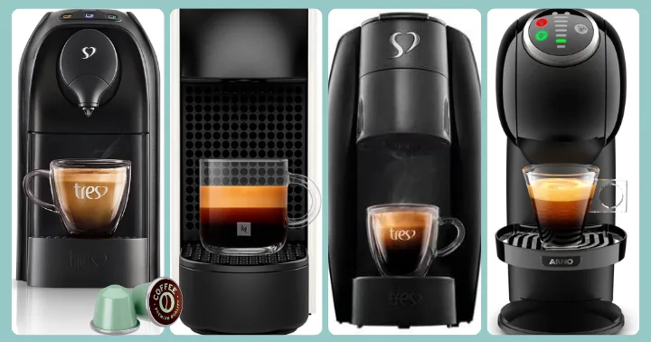 Seleção das melhores cafeteiras de cápsula em uma bancada de cozinha.